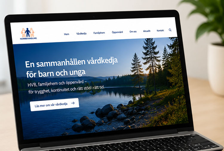 En laptop visar nya hemsidan